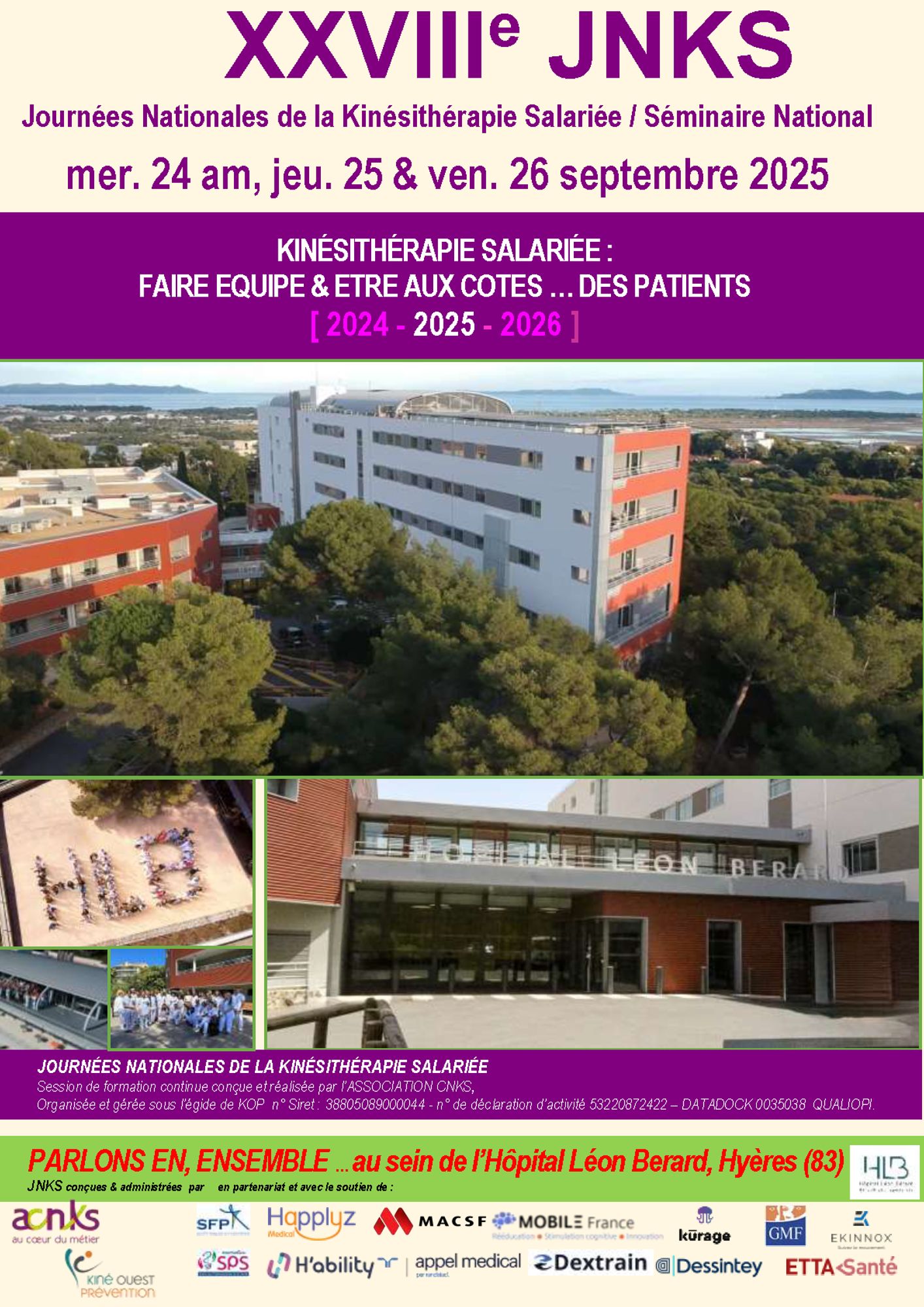 28èmes Journées Nationales de la Kinésithérapie Salariée du 24 au 26 septembre 2025